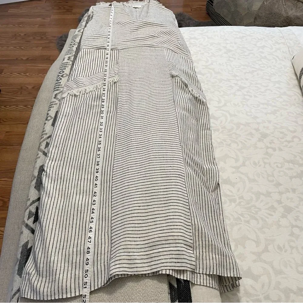 Mirth Biarritz 100% Cotton Ivory/Black Striped Dress Sz-L